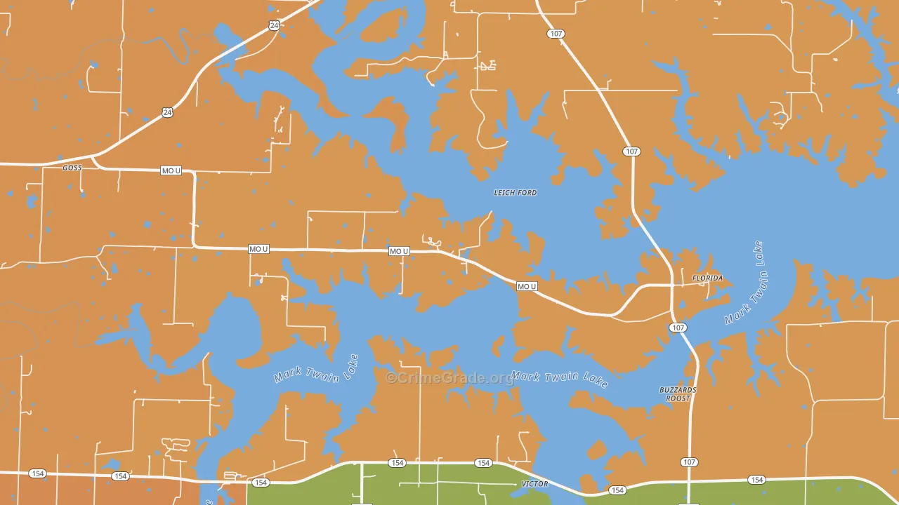 Stoutsville, MO Map of Burglary Rates