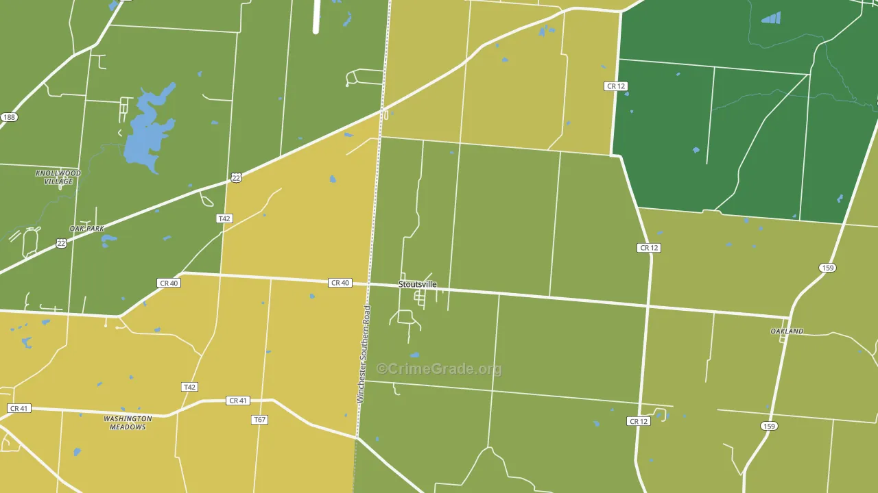 Stoutsville, OH Map of Burglary Rates