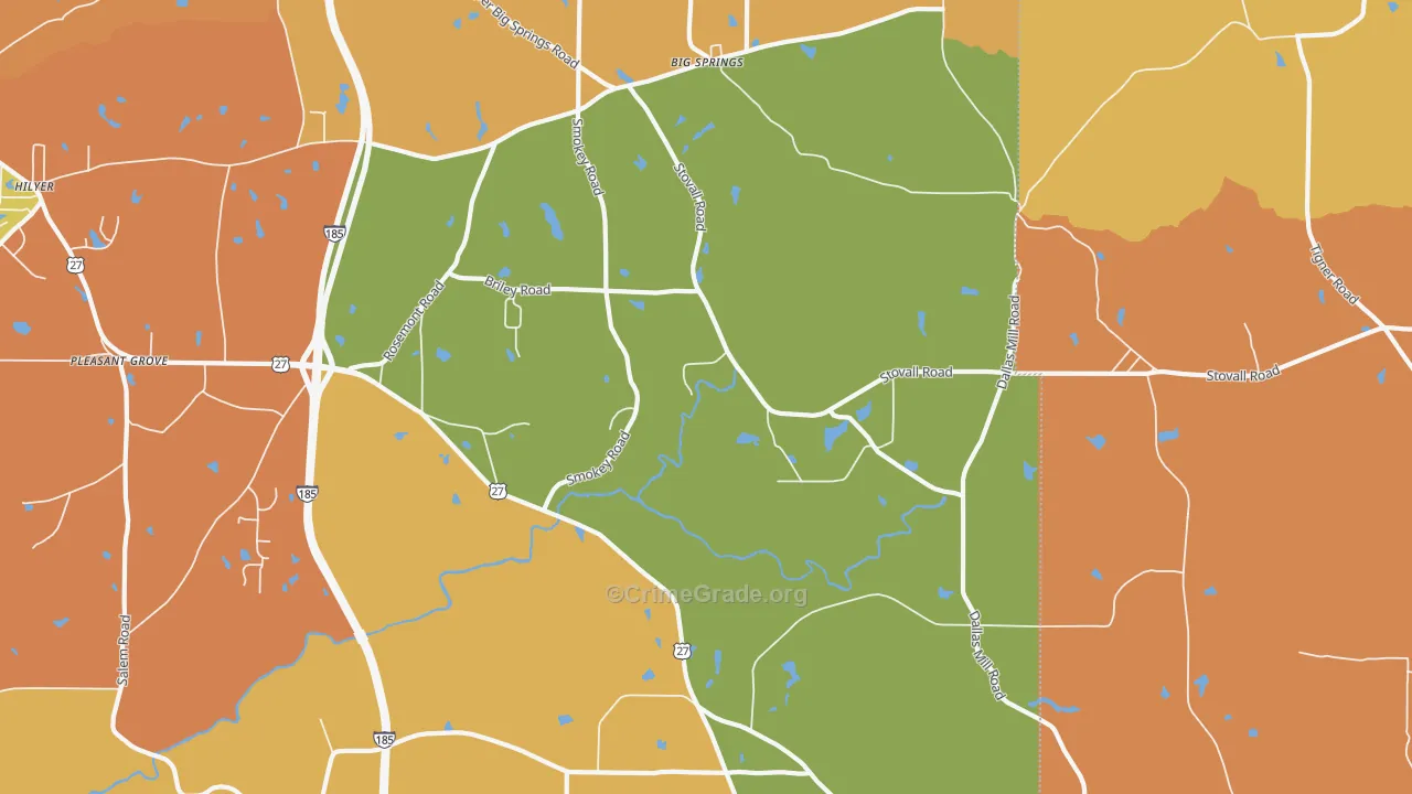Stovall, GA Map of Burglary Rates