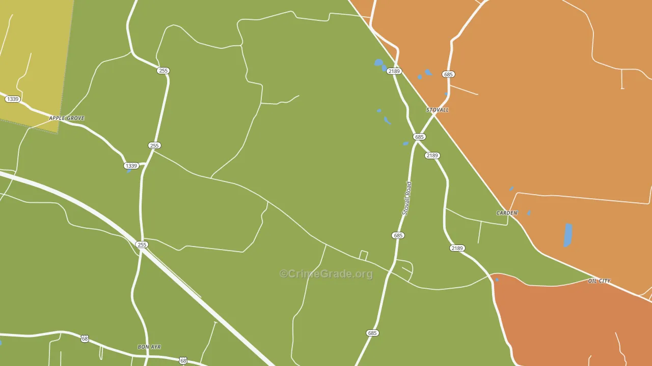 Stovall, KY Map of Burglary Rates