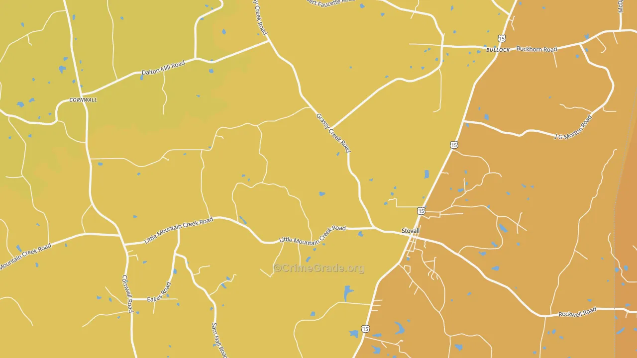 Stovall, NC Map of Burglary Rates