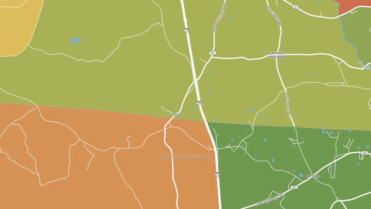 Stover, SC Map of Burglary Rates
