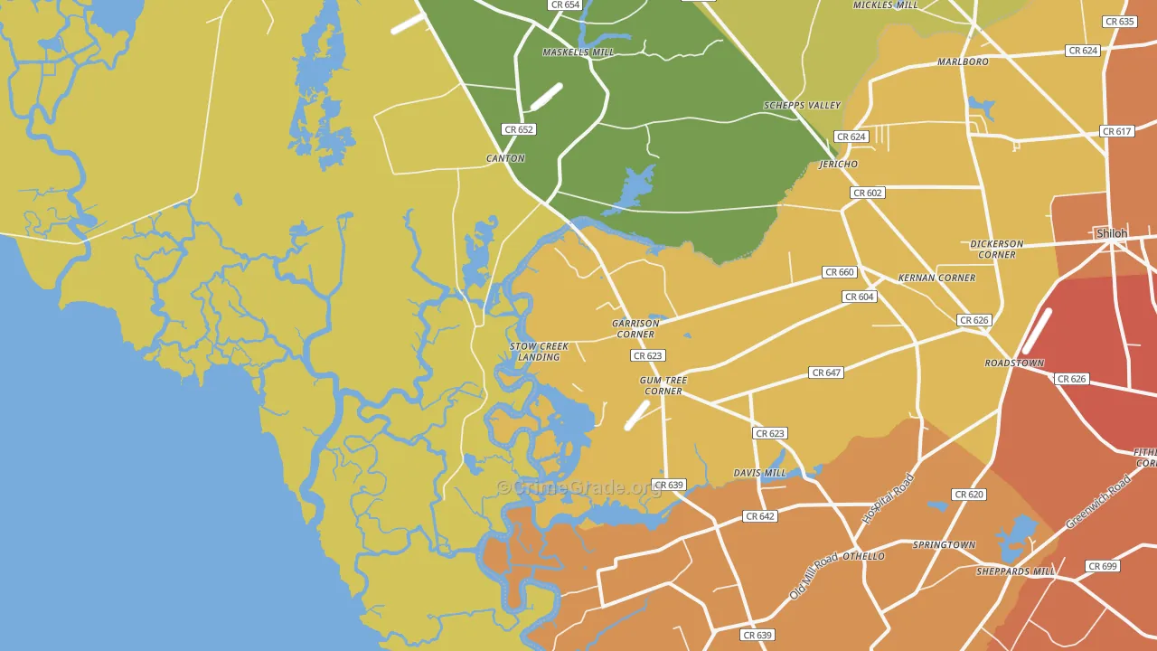 Stow Creek Landing, NJ Map of Burglary Rates