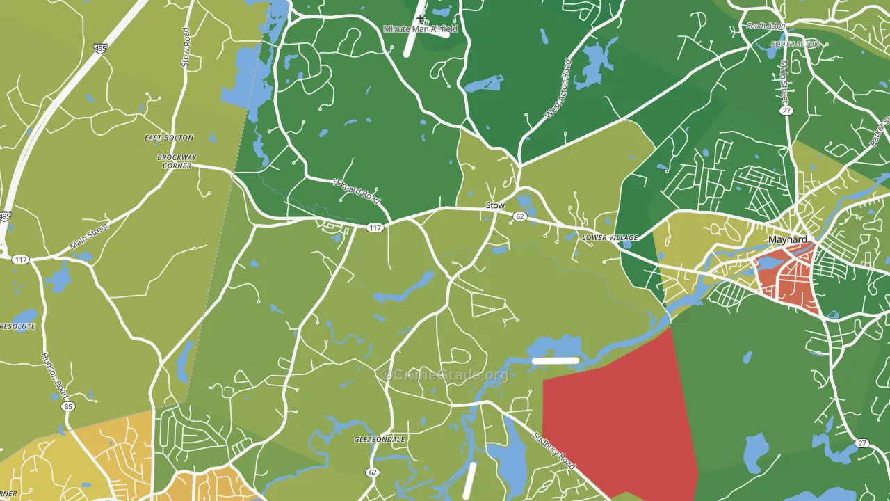 Stow, MA Map of Burglary Rates