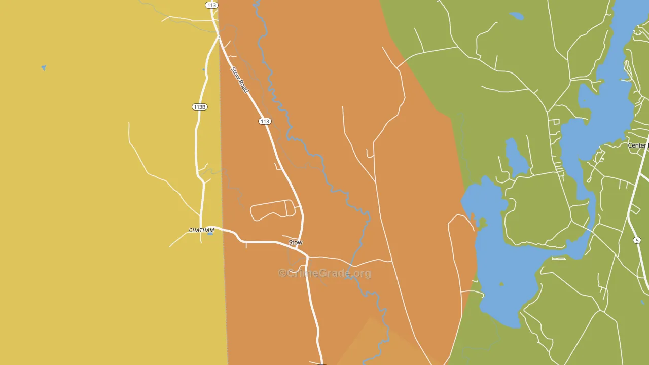 Stow, ME Map of Burglary Rates