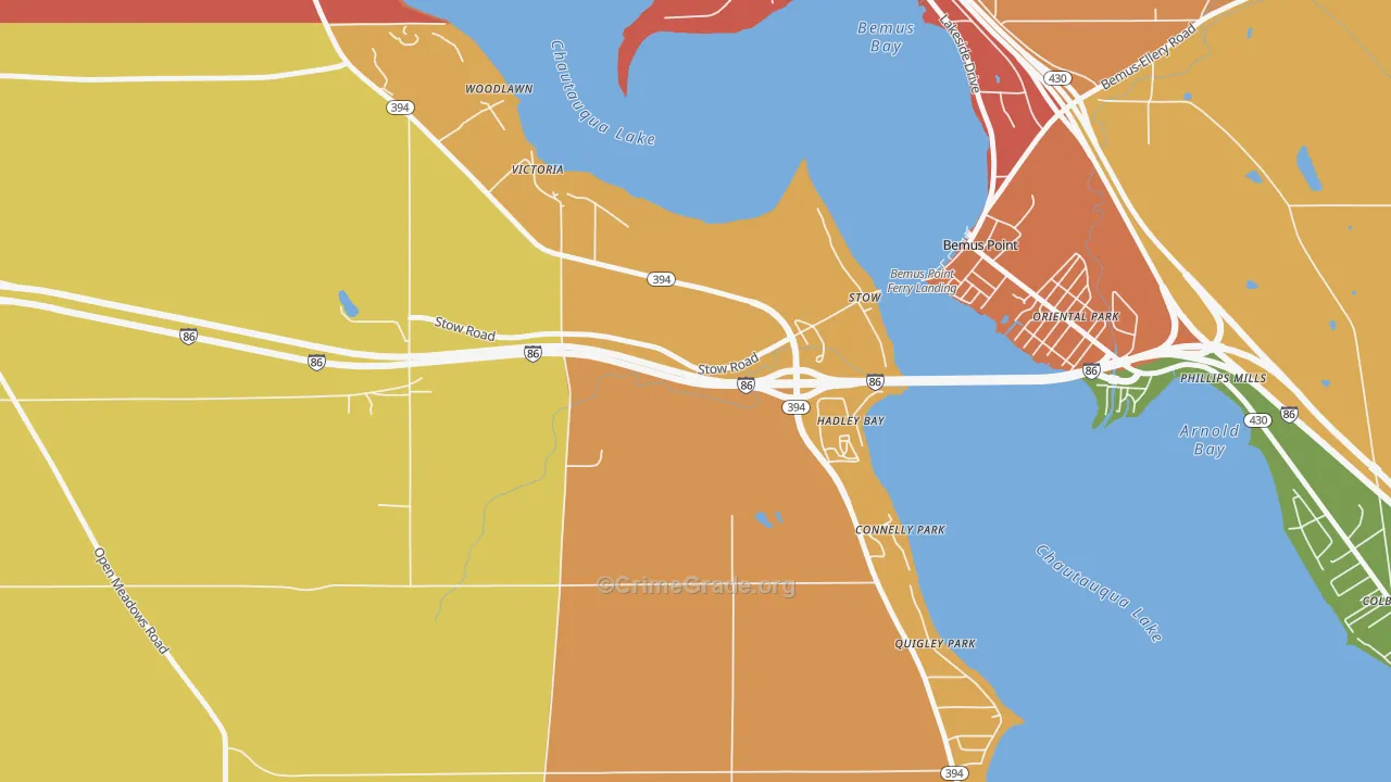 Stow, NY Map of Burglary Rates