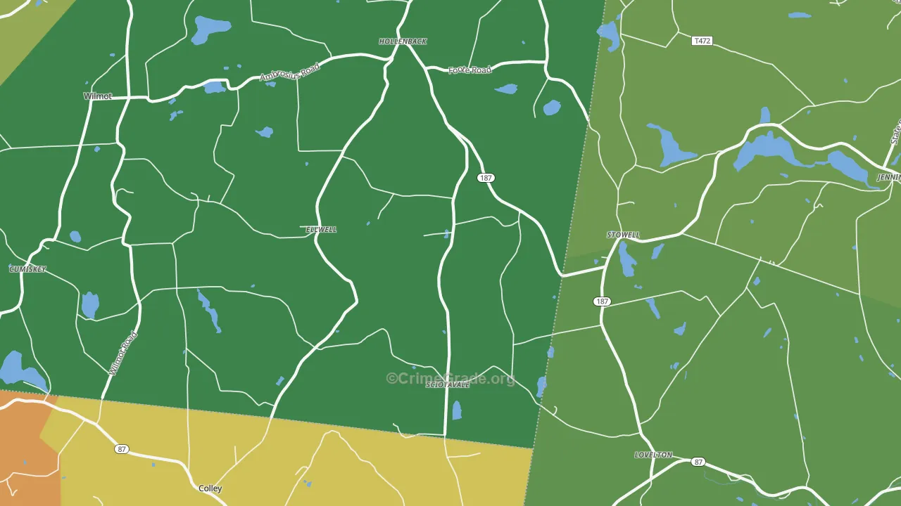 Stowell, PA Map of Burglary Rates