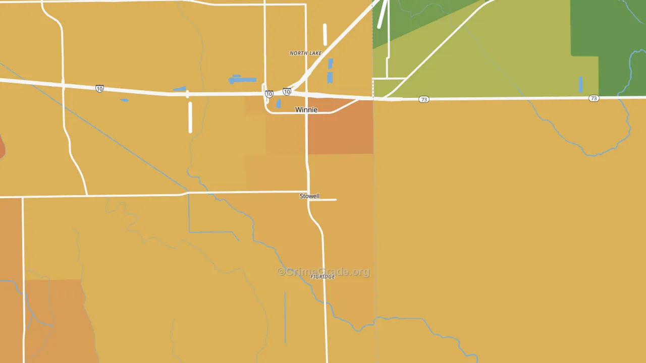 Stowell, TX Map of Burglary Rates