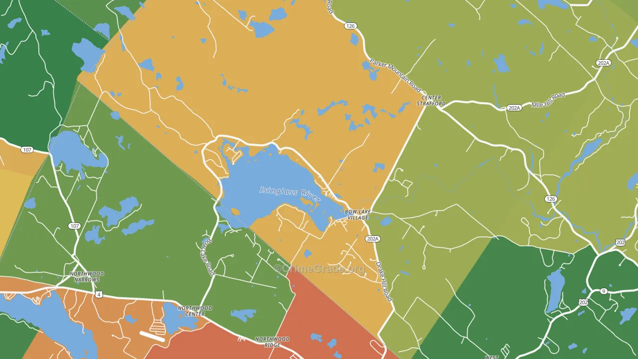 Strafford, NH Map of Burglary Rates