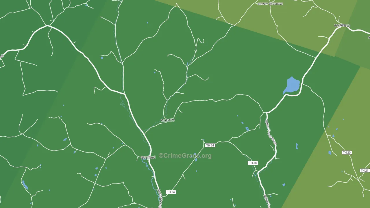 Strafford, VT Map of Burglary Rates