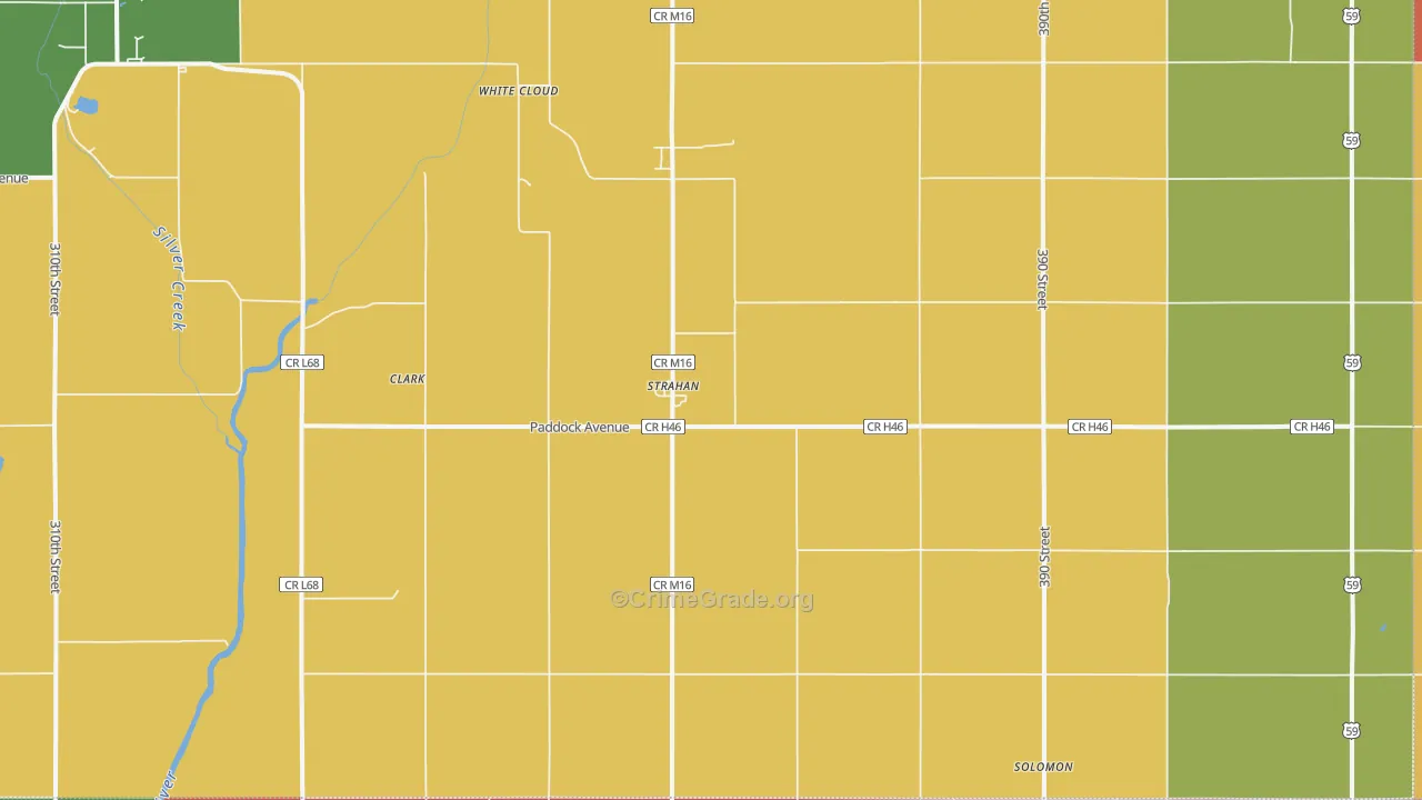 Strahan, IA Map of Burglary Rates