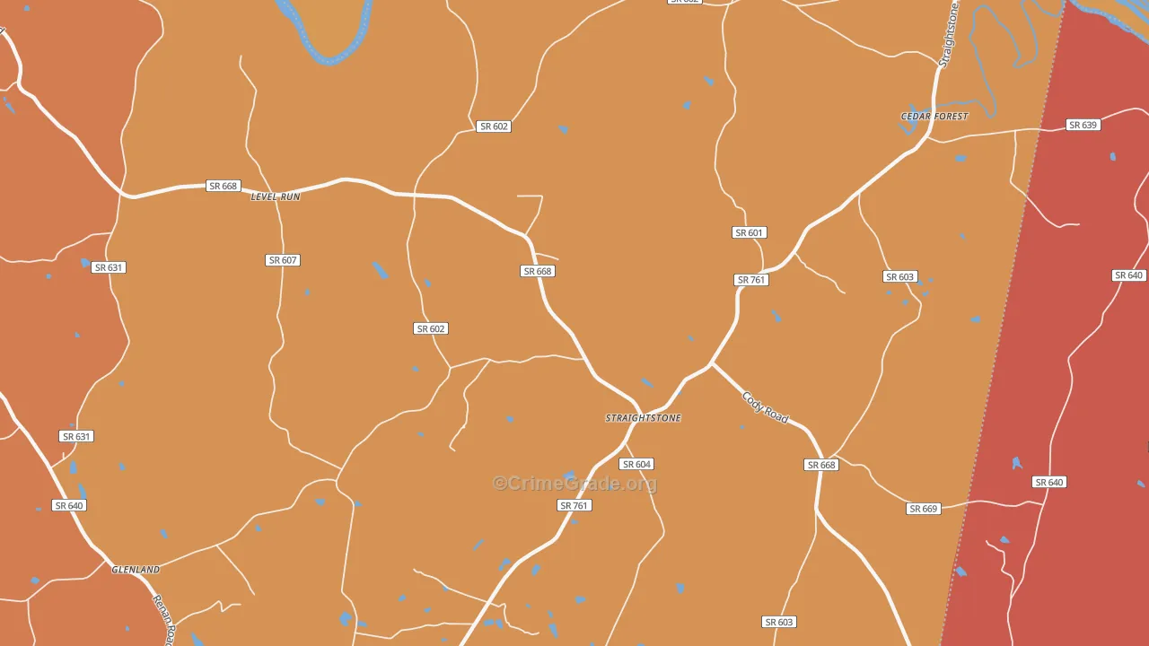 Straightstone, VA Map of Burglary Rates
