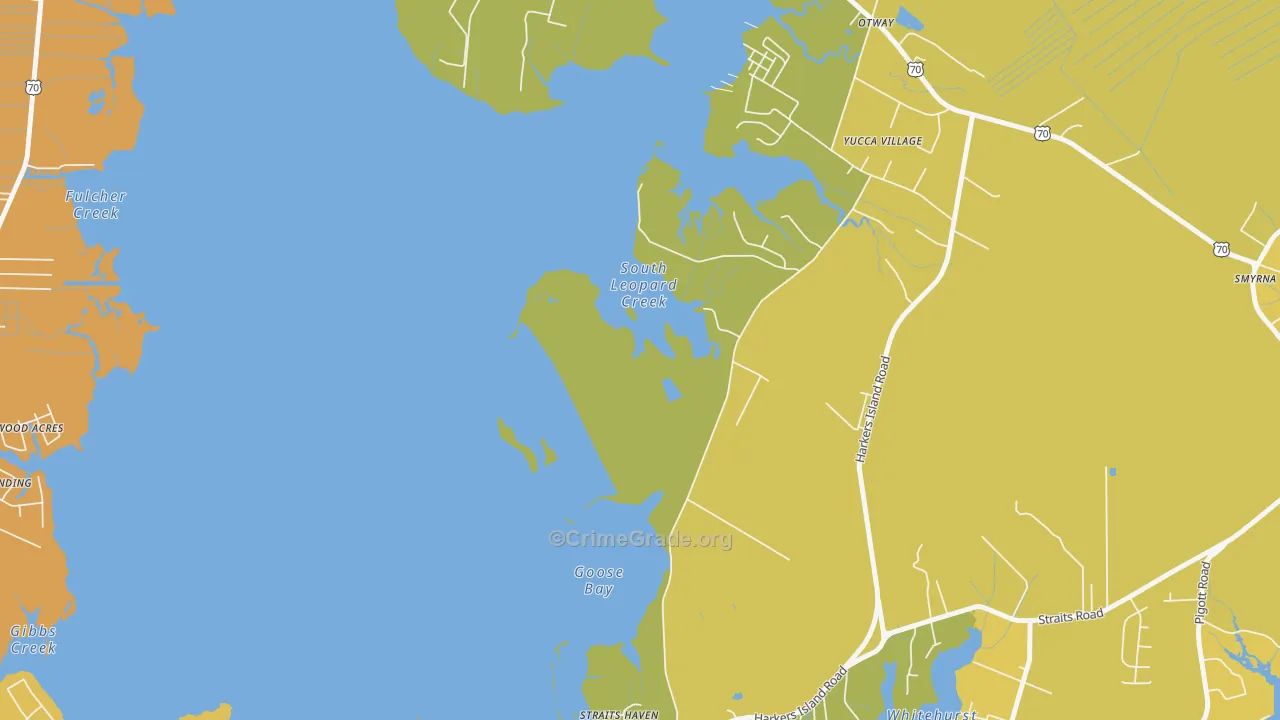 Straits, NC Map of Burglary Rates