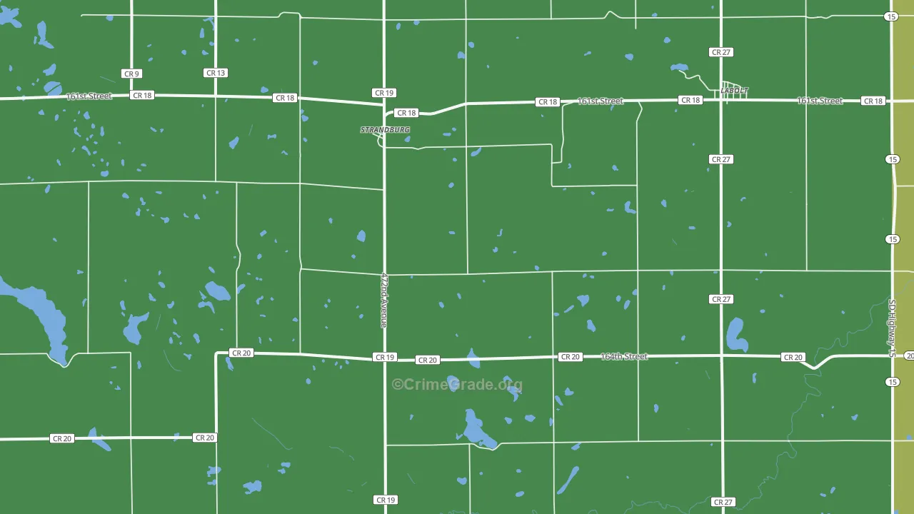 Strandburg, SD Map of Burglary Rates