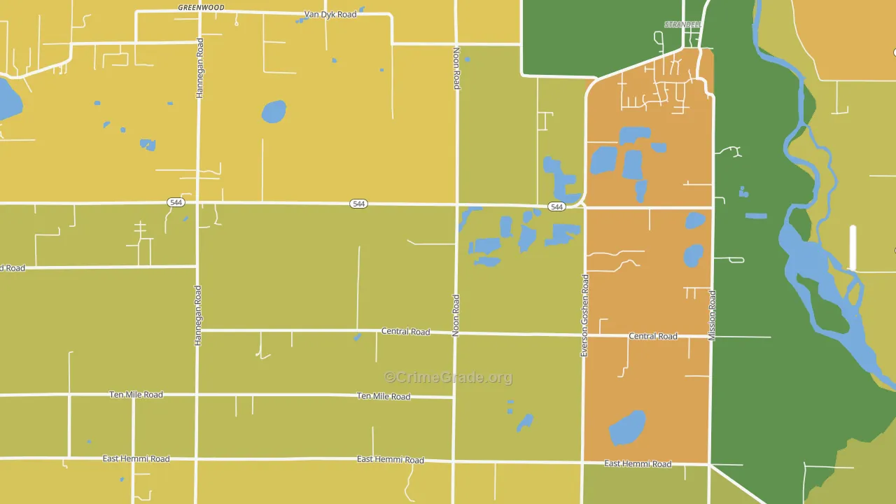 Strandell, WA Map of Burglary Rates