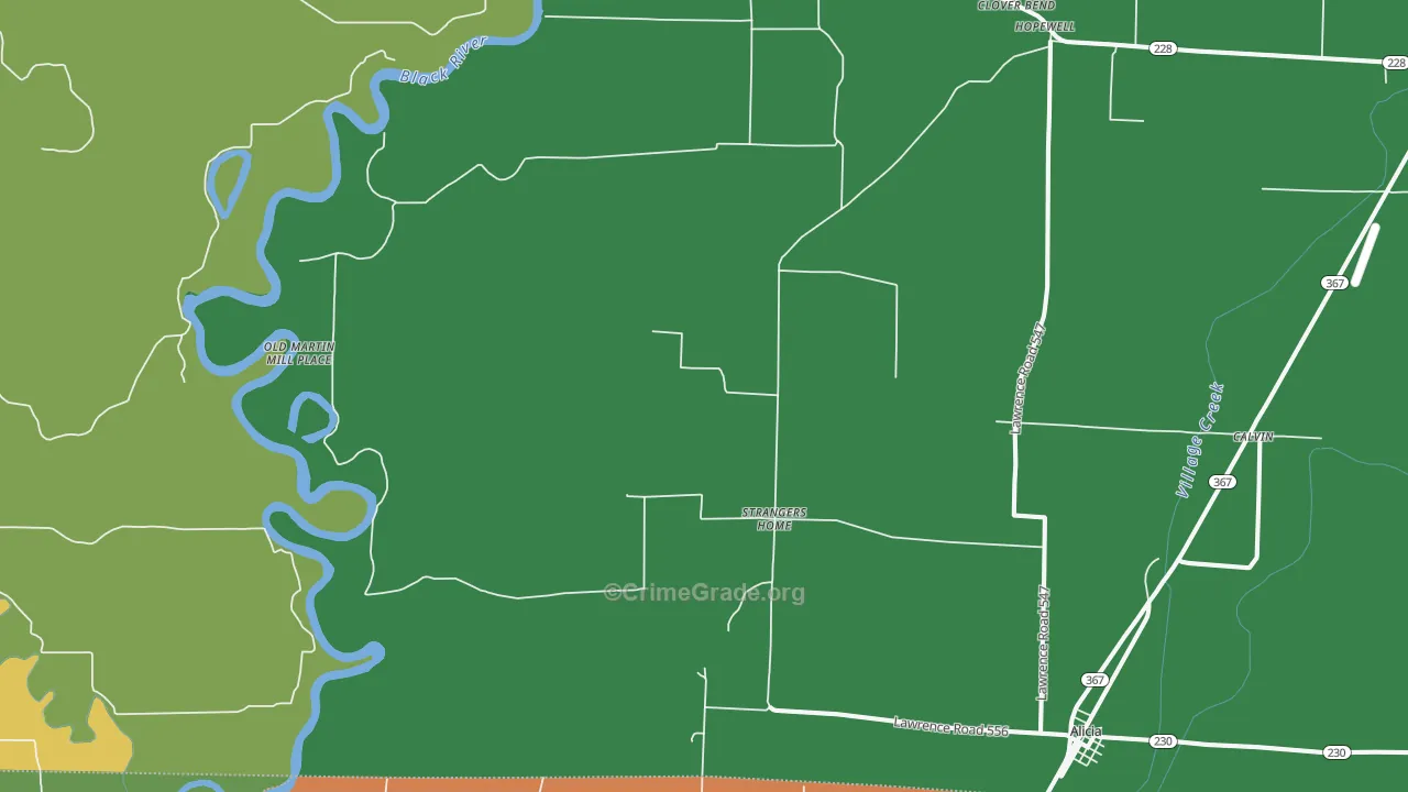 Strangers Home, AR Map of Burglary Rates