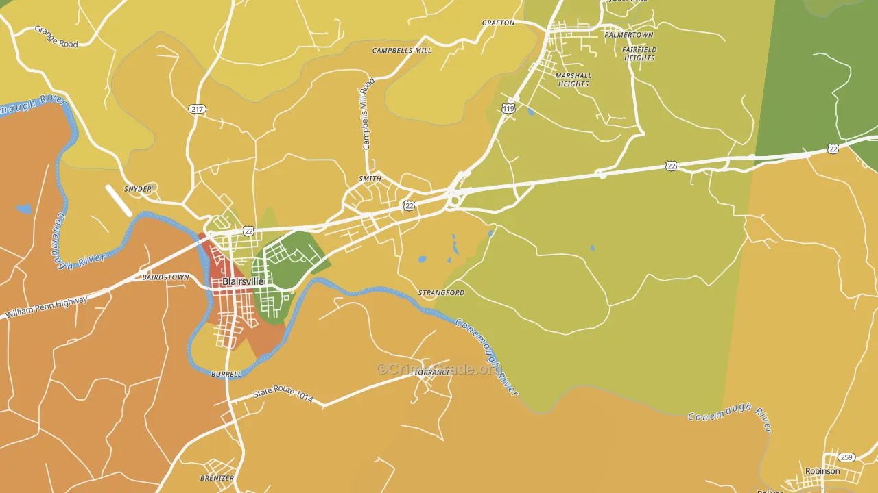 Strangford, PA Map of Burglary Rates