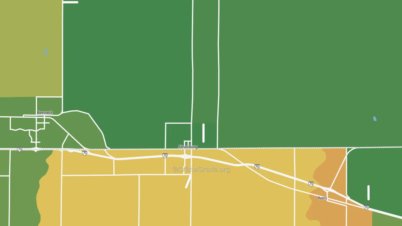 Strasburg, CO Map of Burglary Rates