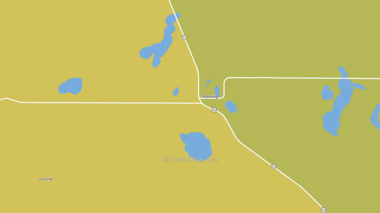 Strasburg, ND Map of Burglary Rates