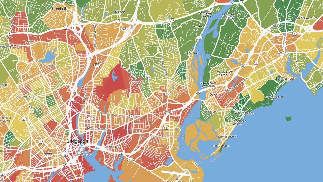 Stratford, CT Map of Burglary Rates