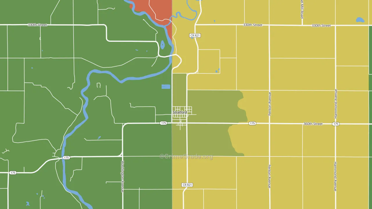 Stratford, IA Map of Burglary Rates