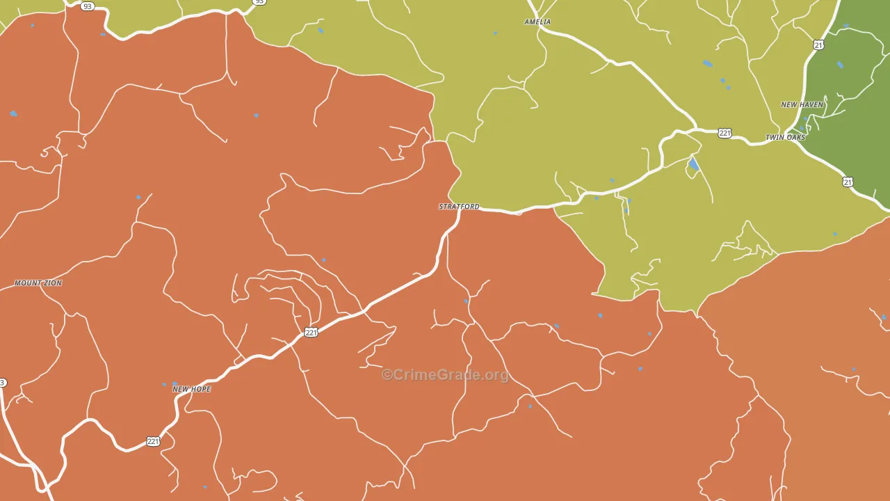 Stratford, NC Map of Burglary Rates