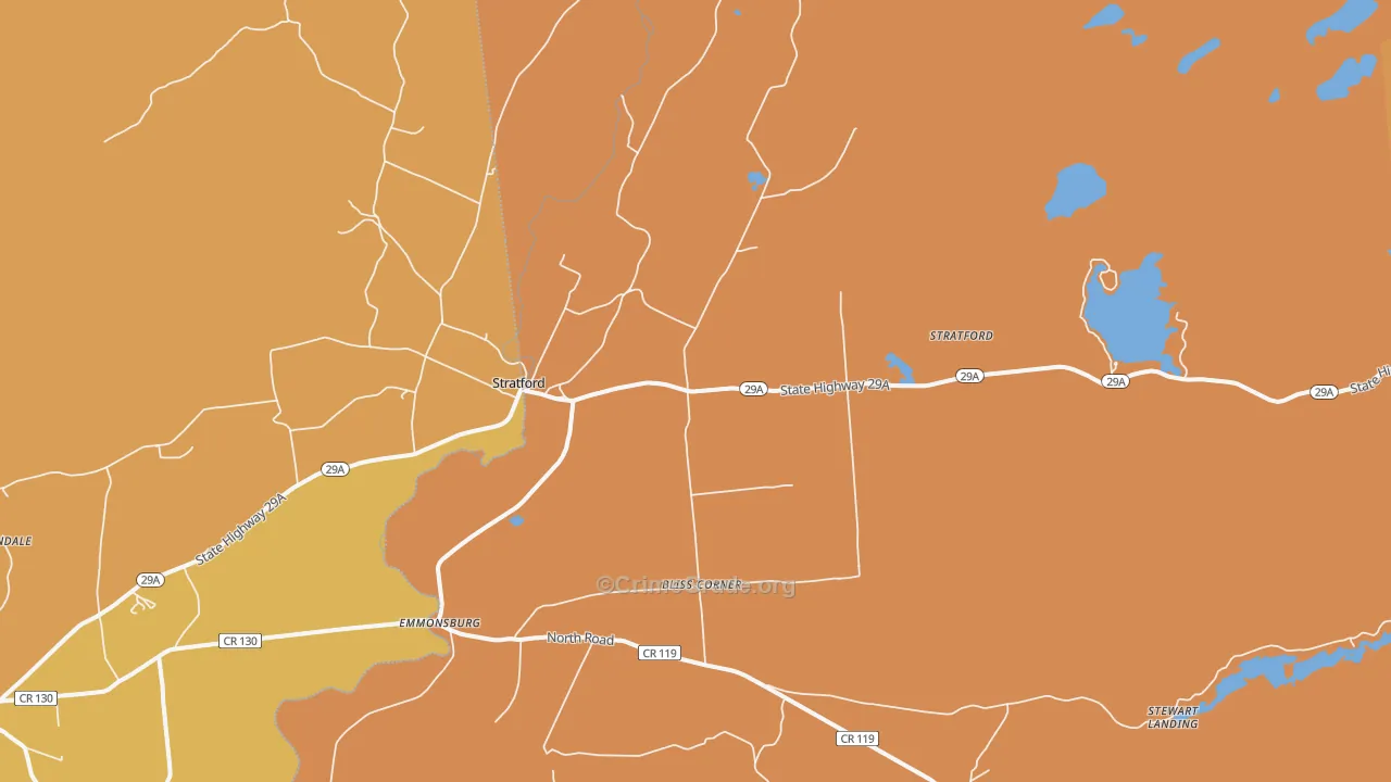 Stratford, NY Map of Burglary Rates