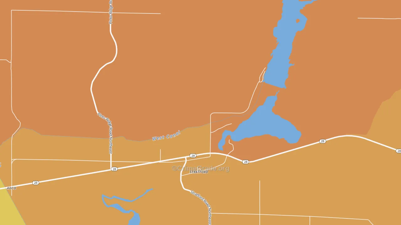 Stratford, WA Map of Burglary Rates