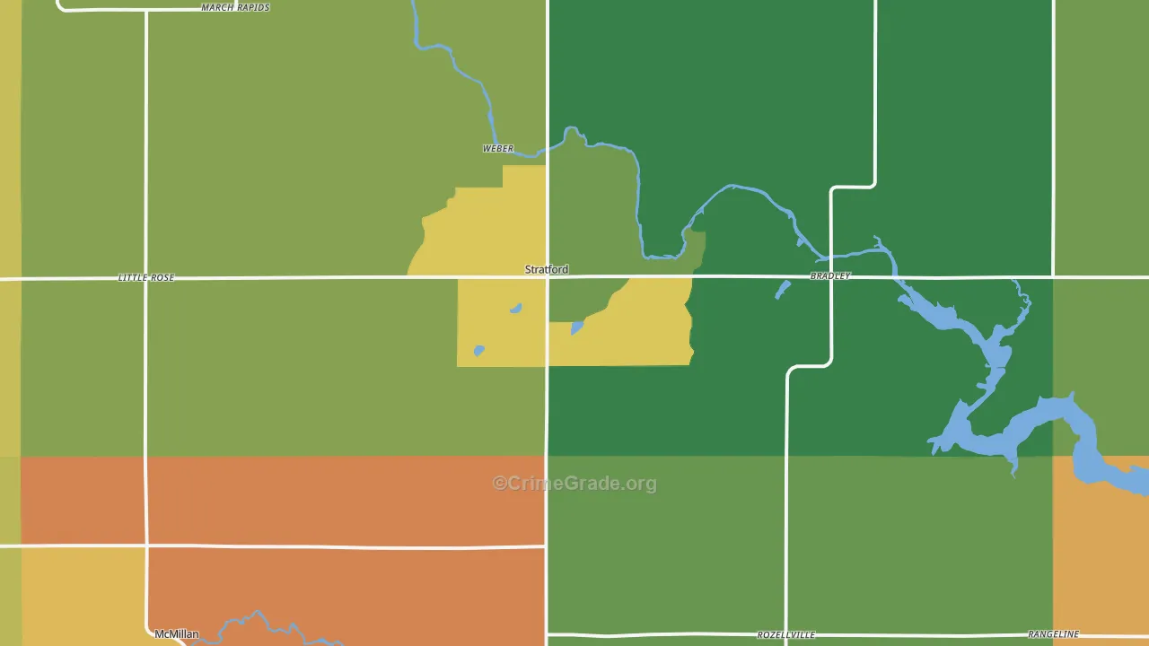 Stratford, WI Map of Burglary Rates
