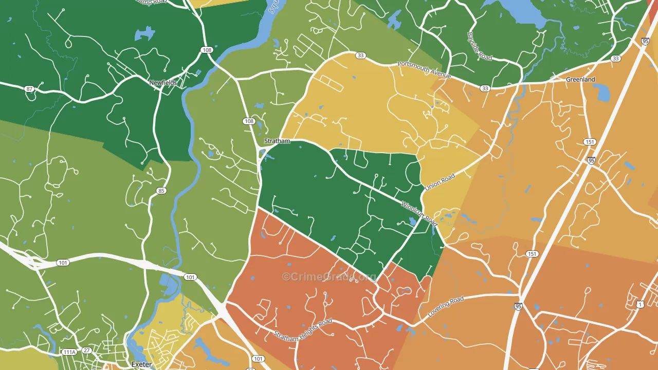 Stratham, NH Map of Burglary Rates
