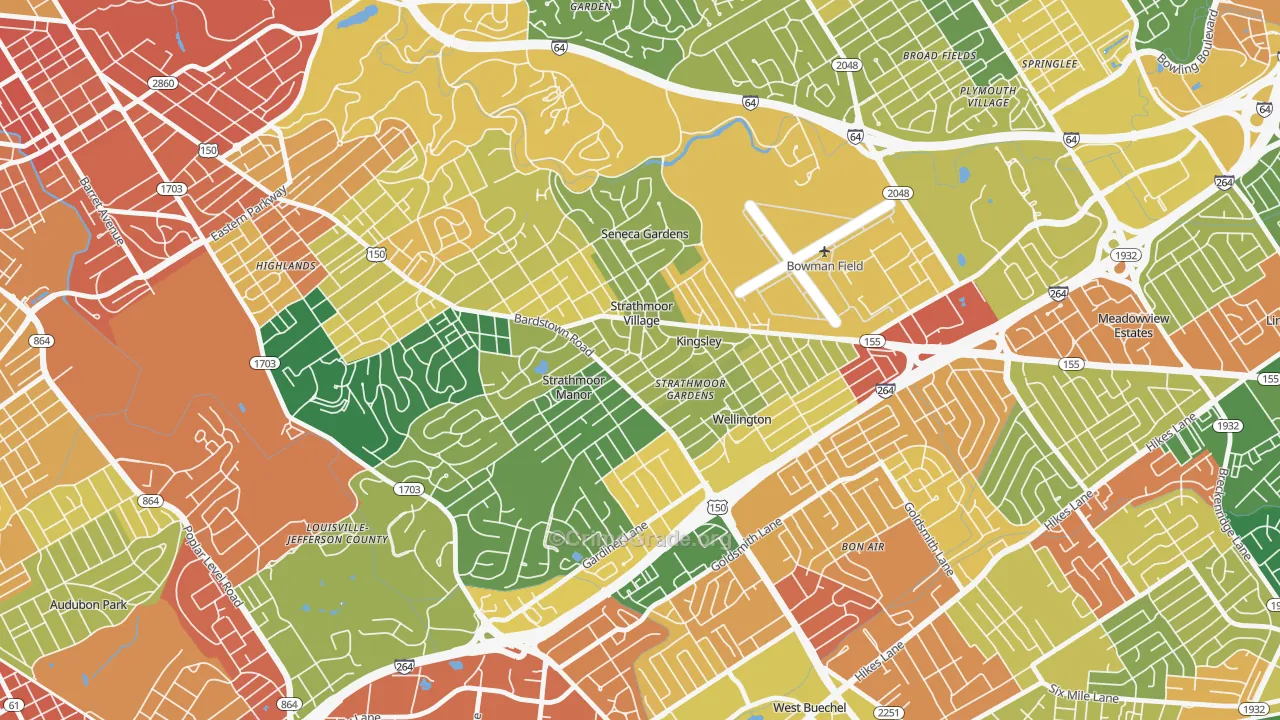 Strathmoor Village, KY Map of Burglary Rates