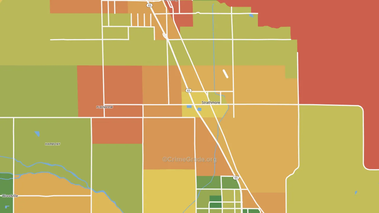 Strathmore, CA Map of Burglary Rates