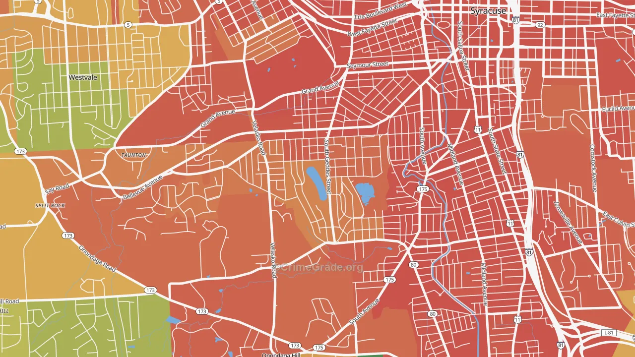 Strathmore, Syracuse, NY Map of Burglary Rates