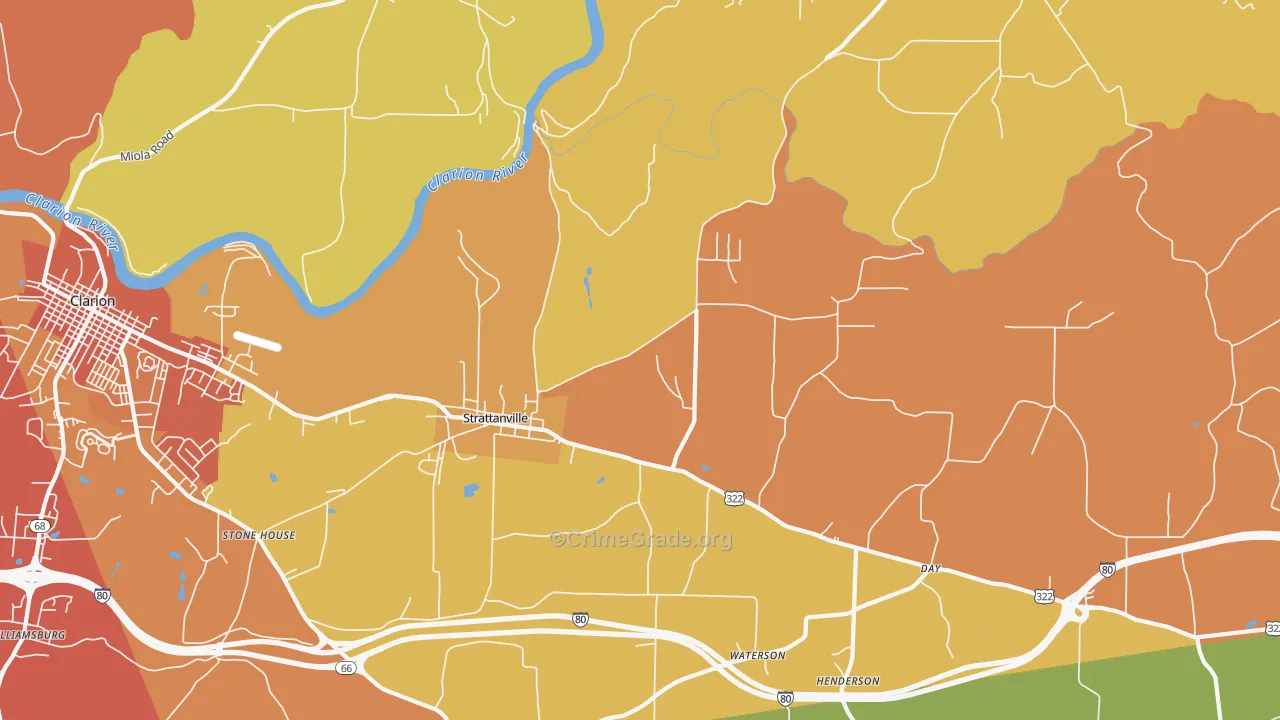 Strattanville, PA Map of Burglary Rates