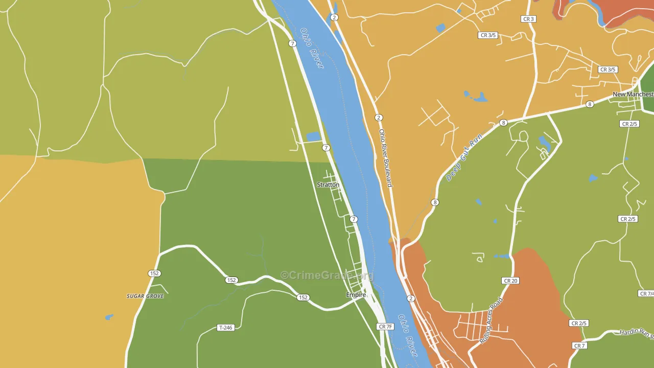Stratton, OH Map of Burglary Rates