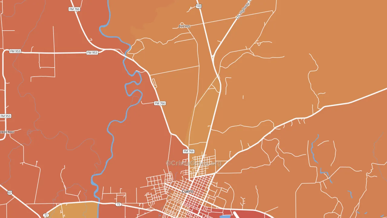 Stratton, TX Map of Burglary Rates