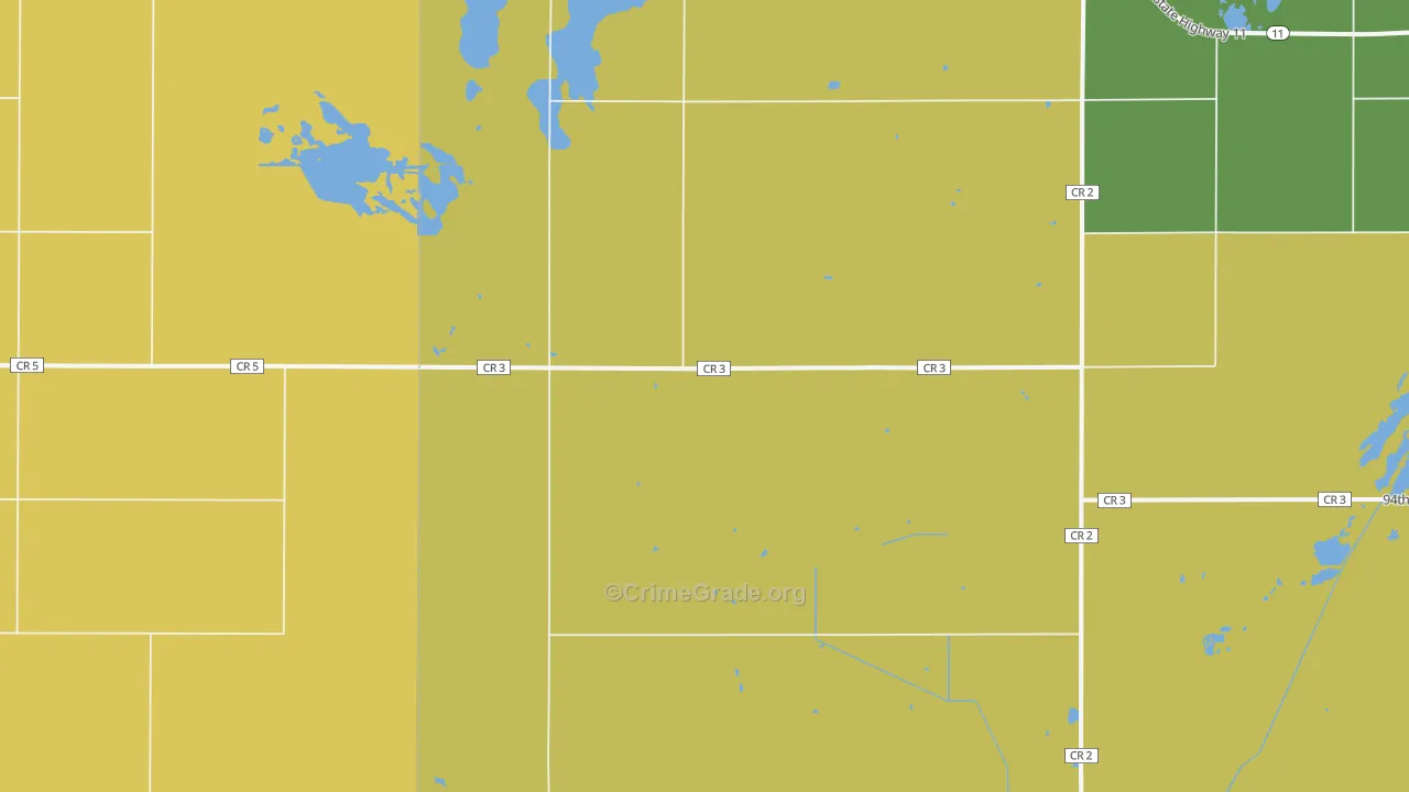 Straubville, ND Map of Burglary Rates