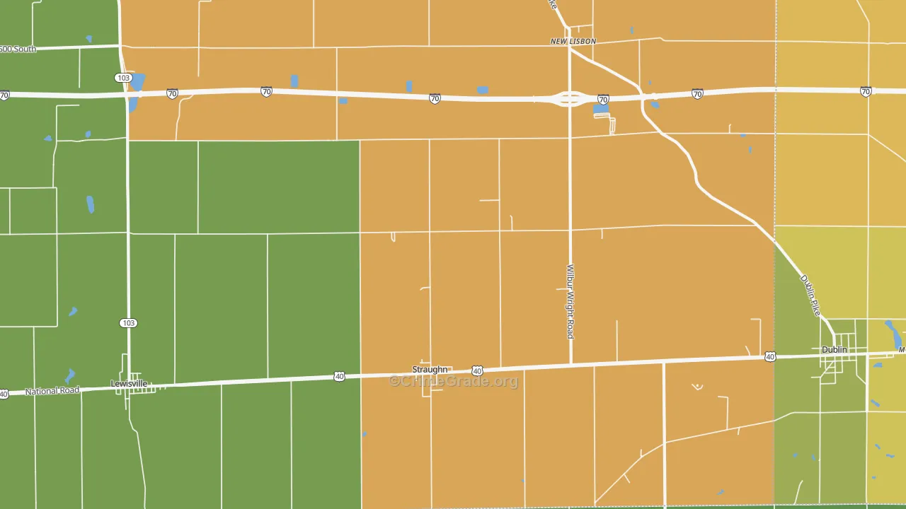 Straughn, IN Map of Burglary Rates