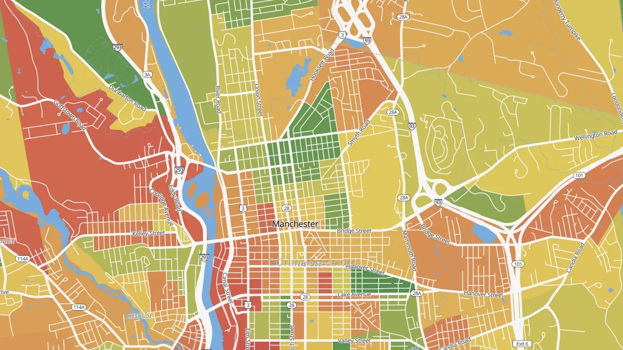Straw-Smyth, Manchester, NH Map of Burglary Rates