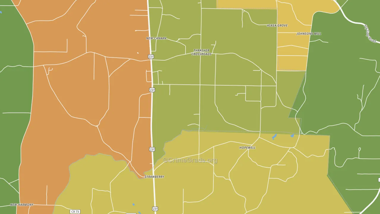 Strawberry, AL Map of Burglary Rates