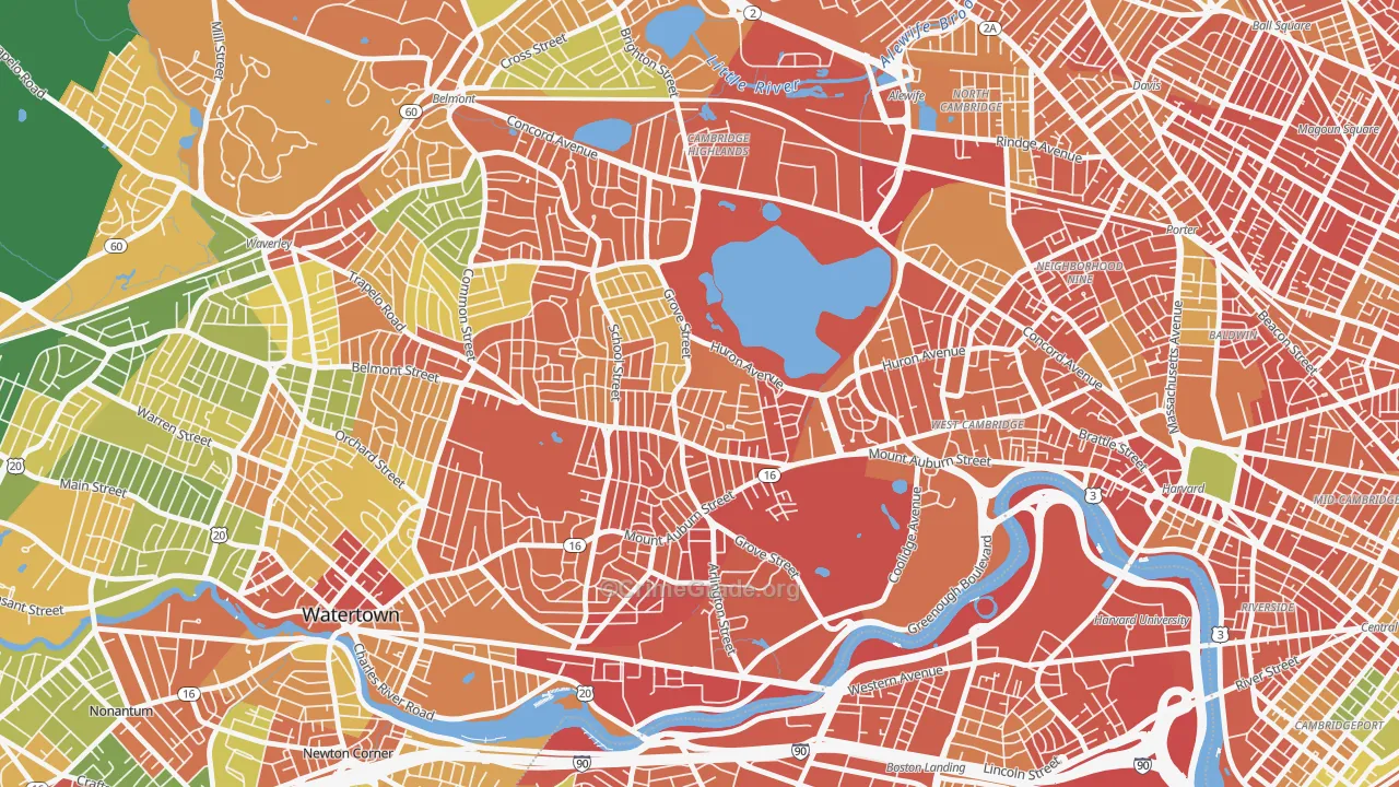 Strawberry Hill, Cambridge, MA Map of Burglary Rates