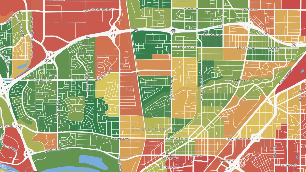 Strawberry Manor, Sacramento, CA Map of Burglary Rates