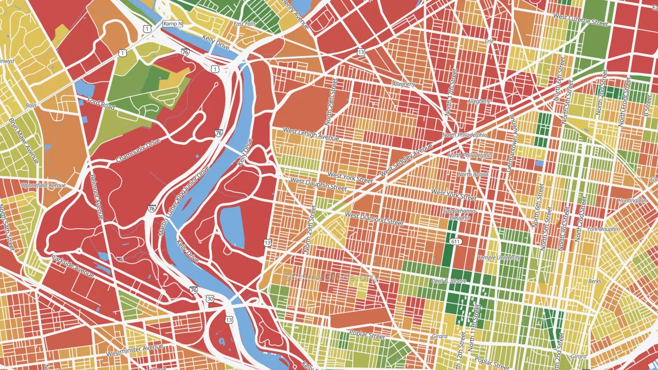 Strawberry Mansion, Philadelphia, PA Map of Burglary Rates