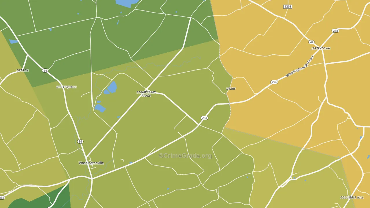 Strawberry Ridge, PA Map of Burglary Rates