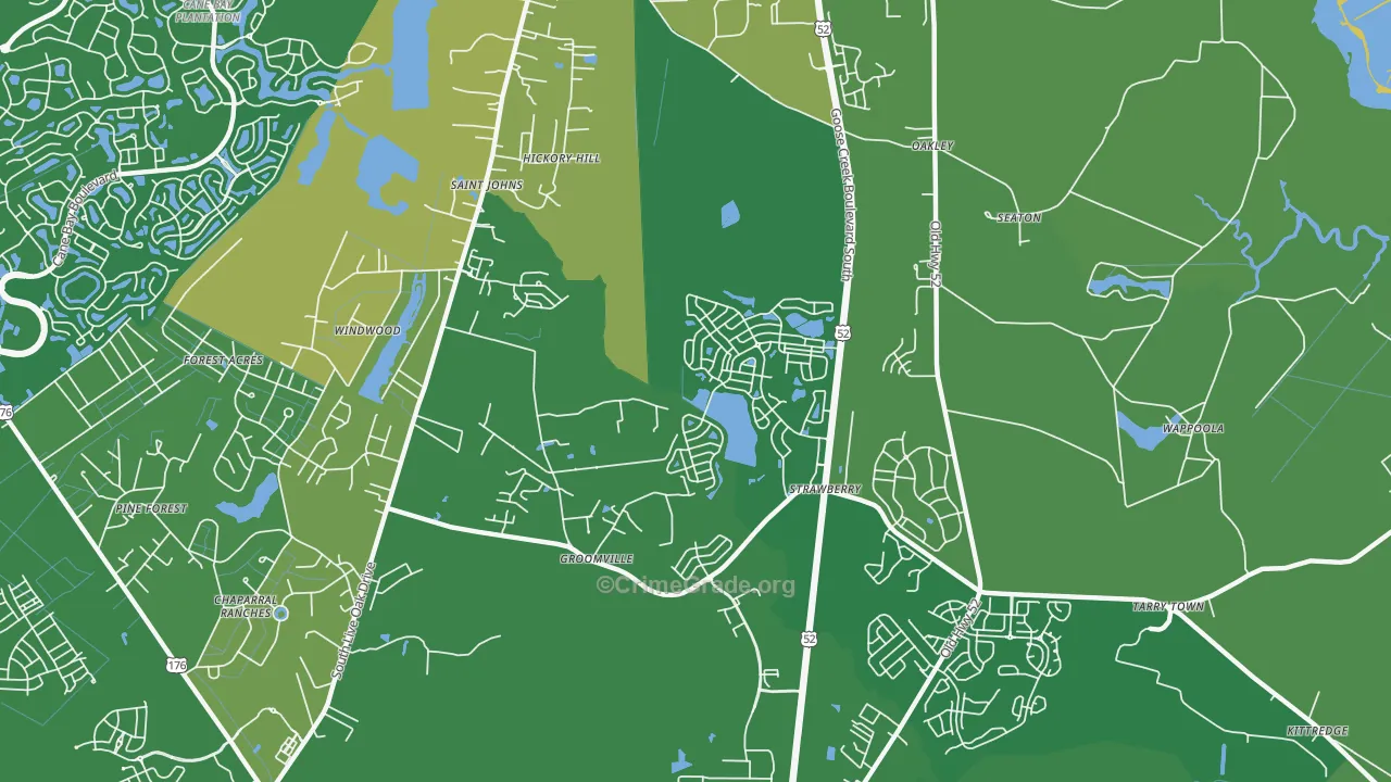Strawberry, SC Map of Burglary Rates