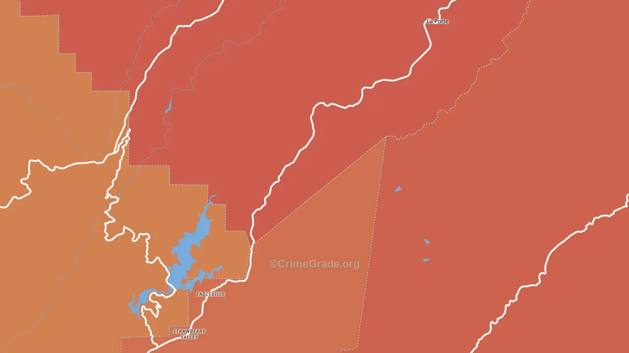 Strawberry Valley, CA Map of Burglary Rates