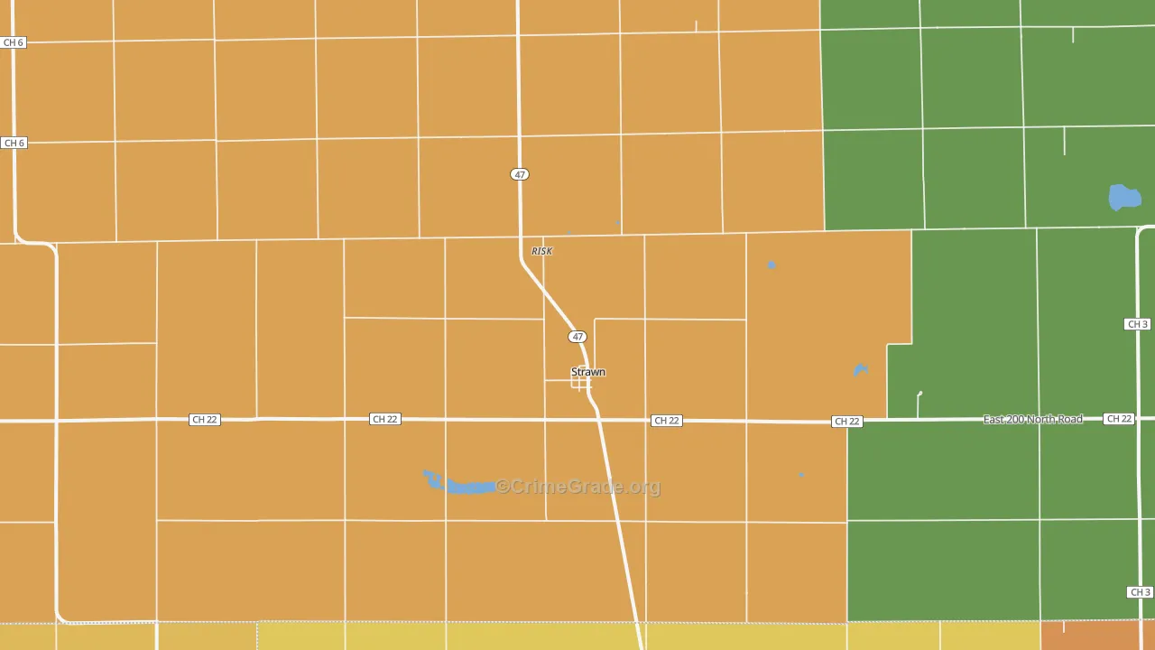 Strawn, IL Map of Burglary Rates