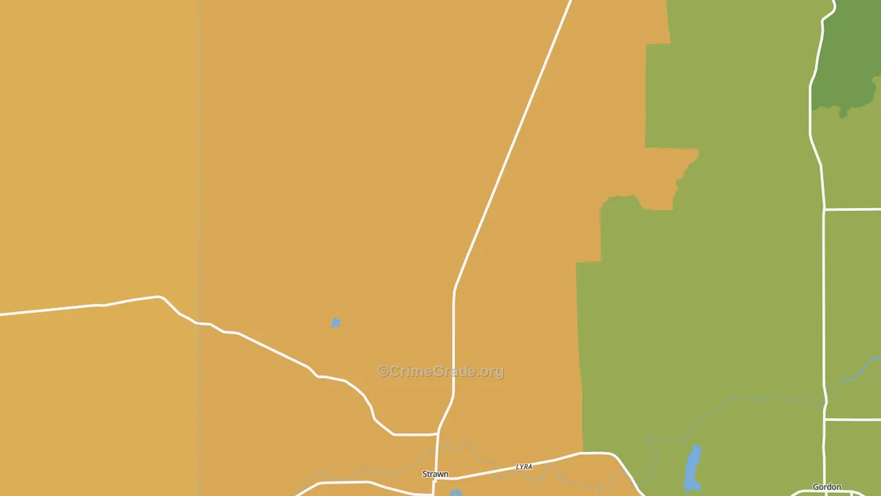 Strawn, TX Map of Burglary Rates