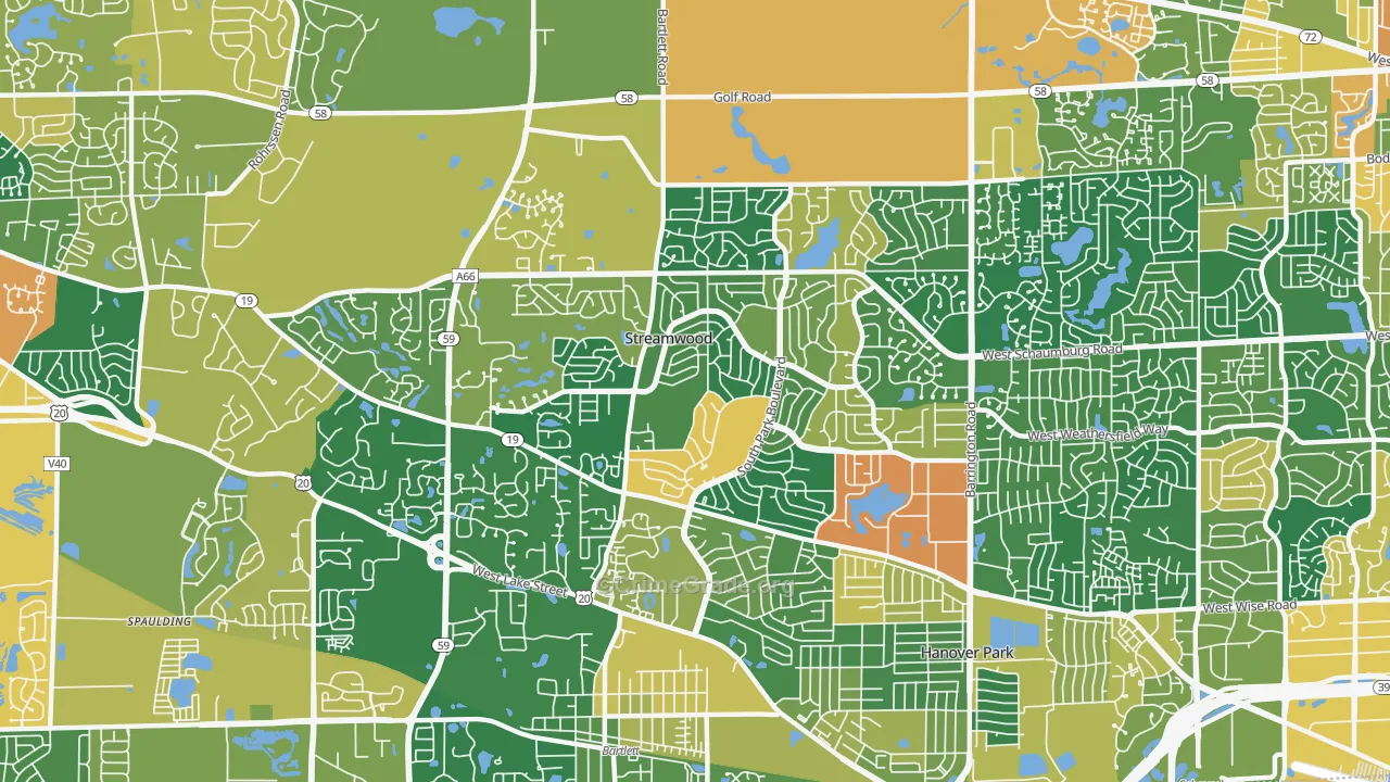 Streamwood, IL Map of Burglary Rates