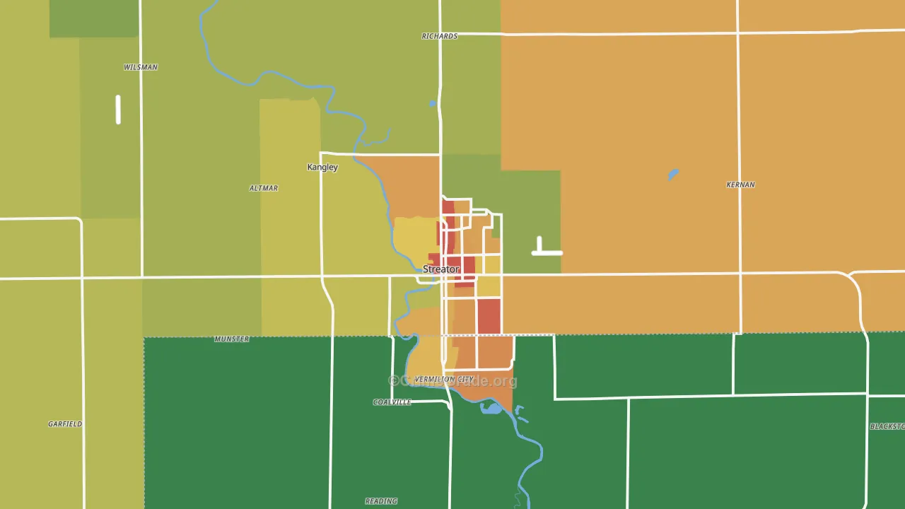 Streator, IL Map of Burglary Rates